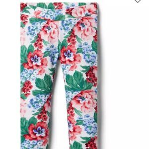 Janie and Jack 100048864 Floral Ponte Pant White Red and Green NWT